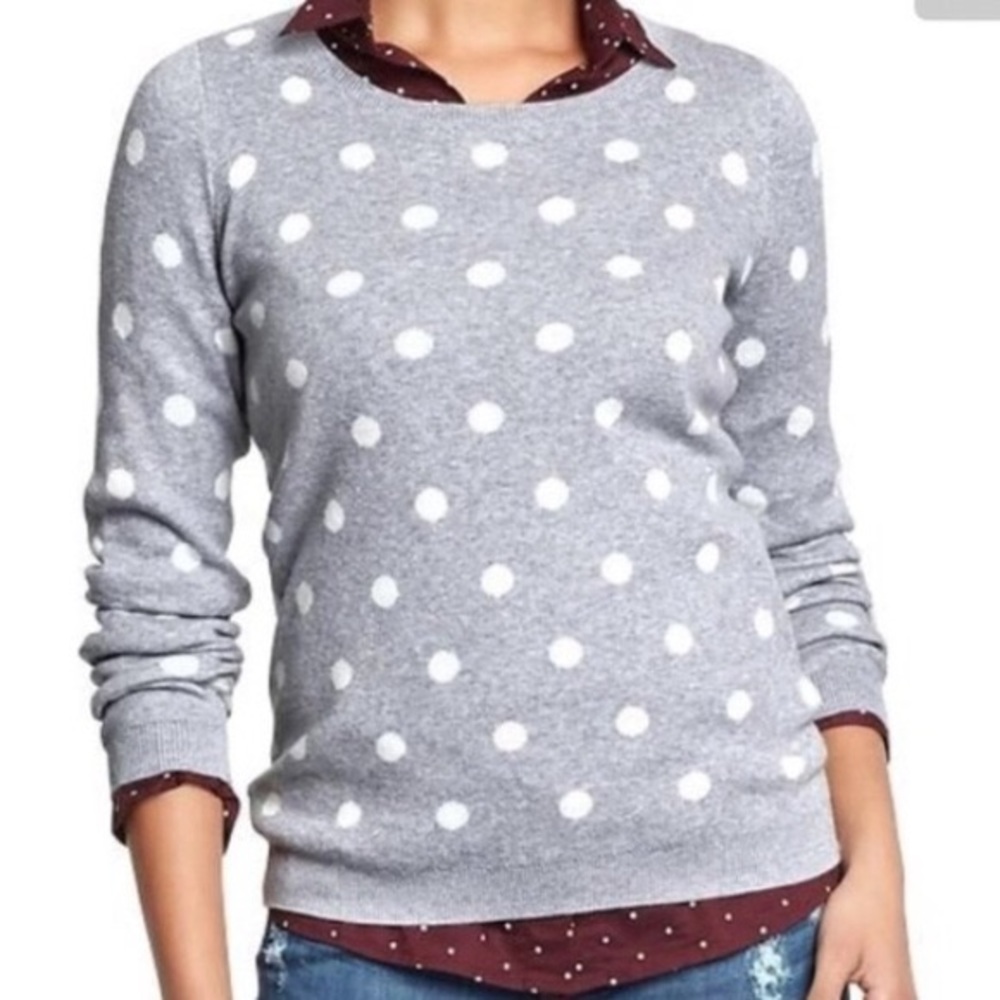 Old Navy grey and white polka dot sweater